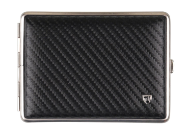 Zigarettenetui 100mm "Soft-Leder Carbonoptik Rahmen silber"